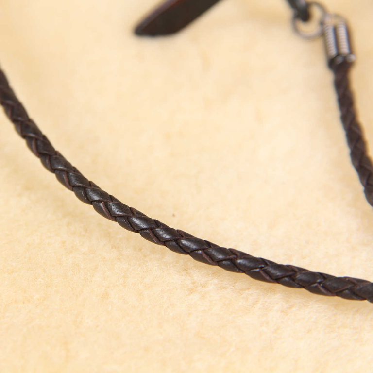 leather eyeglass lanyard dark brown braid.