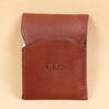 vintage brown leather front pocket wallet with fold over flap