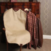 no7 khaki cotton canvas garment bag with brown leather strap and zippered closure
