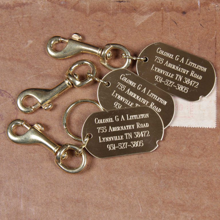 brass id luggage tags with personalization