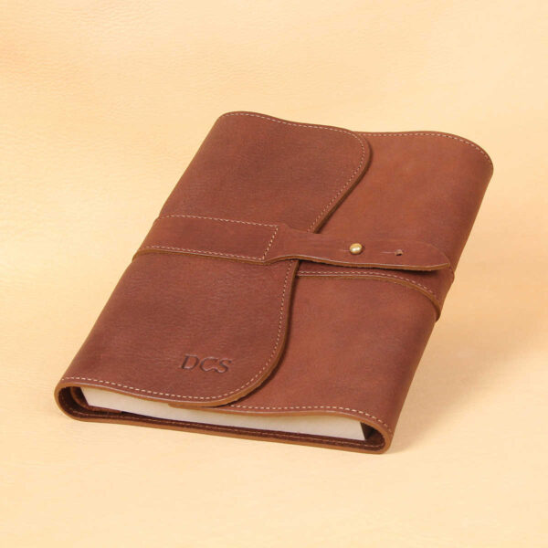 no9 brown american leather laced journal with two position closure