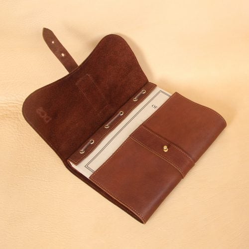 no9 brown american leather laced journal with open flap