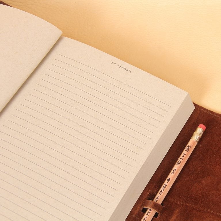 no9 brown american leather journal with ruled notepad