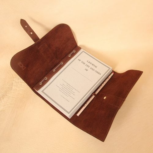 no9 brown american leather journal with fold open flaps