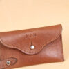 leather key wallet with ball stud closure with personalization stamp