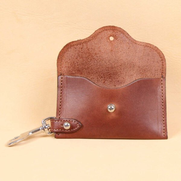 leather key wallet with ball stud closure