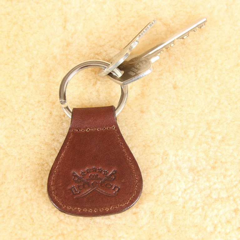 no5 vintage brown key ring with product stamp and keys
