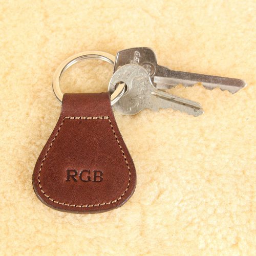 no5 vintage brown key ring with personalization stamp and keys