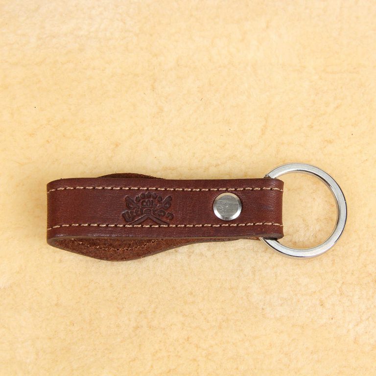 no 6 brown key ring with product stamp