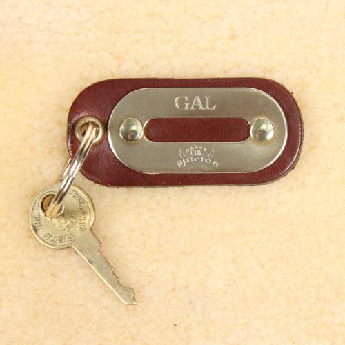 no 8 leather key ring with personalization stamp