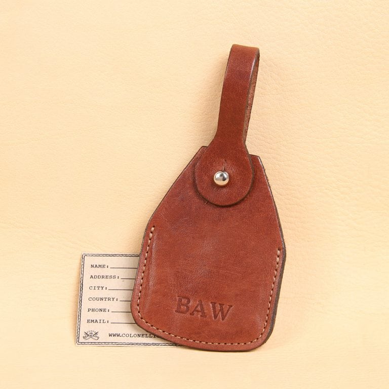 no14 leather vintage brown luggage tag with stamped personalization