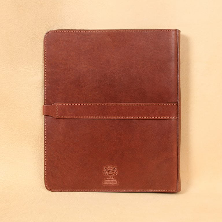 no19 brown leather binder notebook with strap