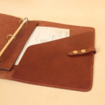 no19 brown leather binder notebook with pockets
