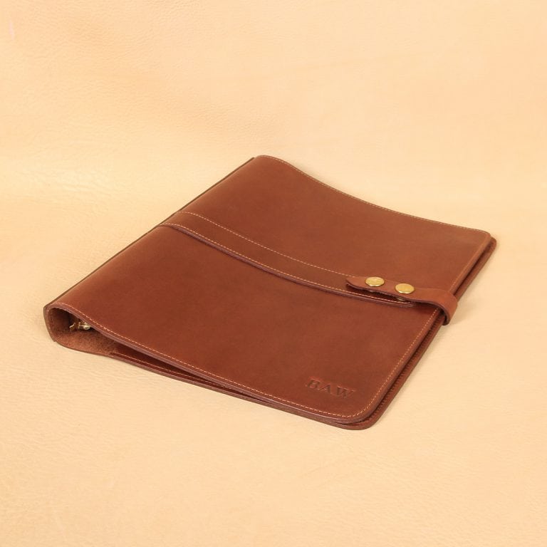 no19 brown leather binder notebook with strap