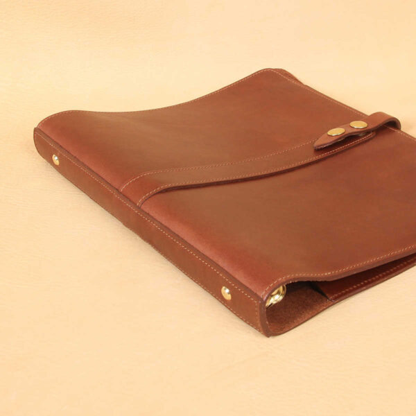 no19 brown leather binder notebook with snap closure