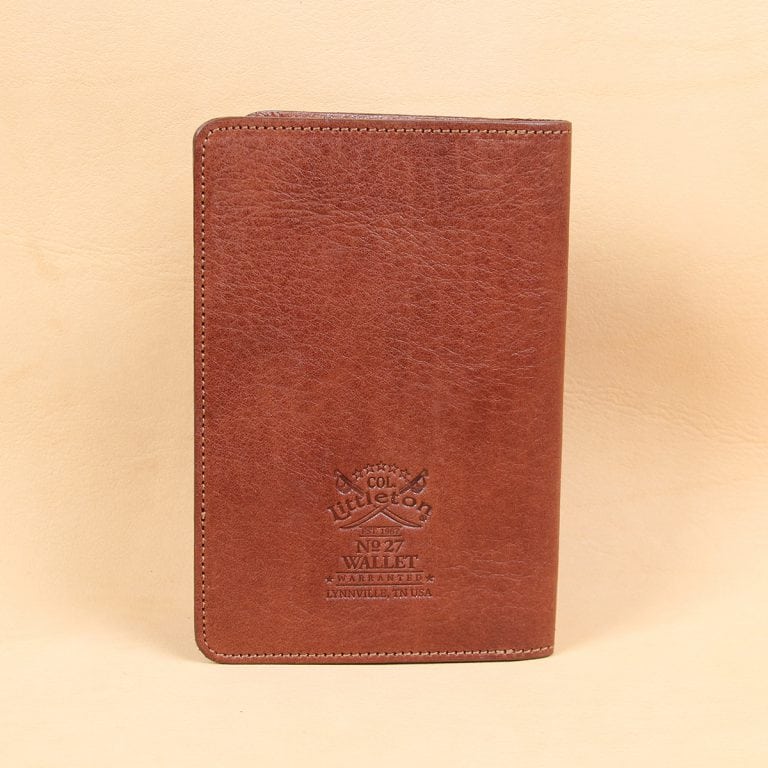 no27 vintage brown passport wallet with product stramp