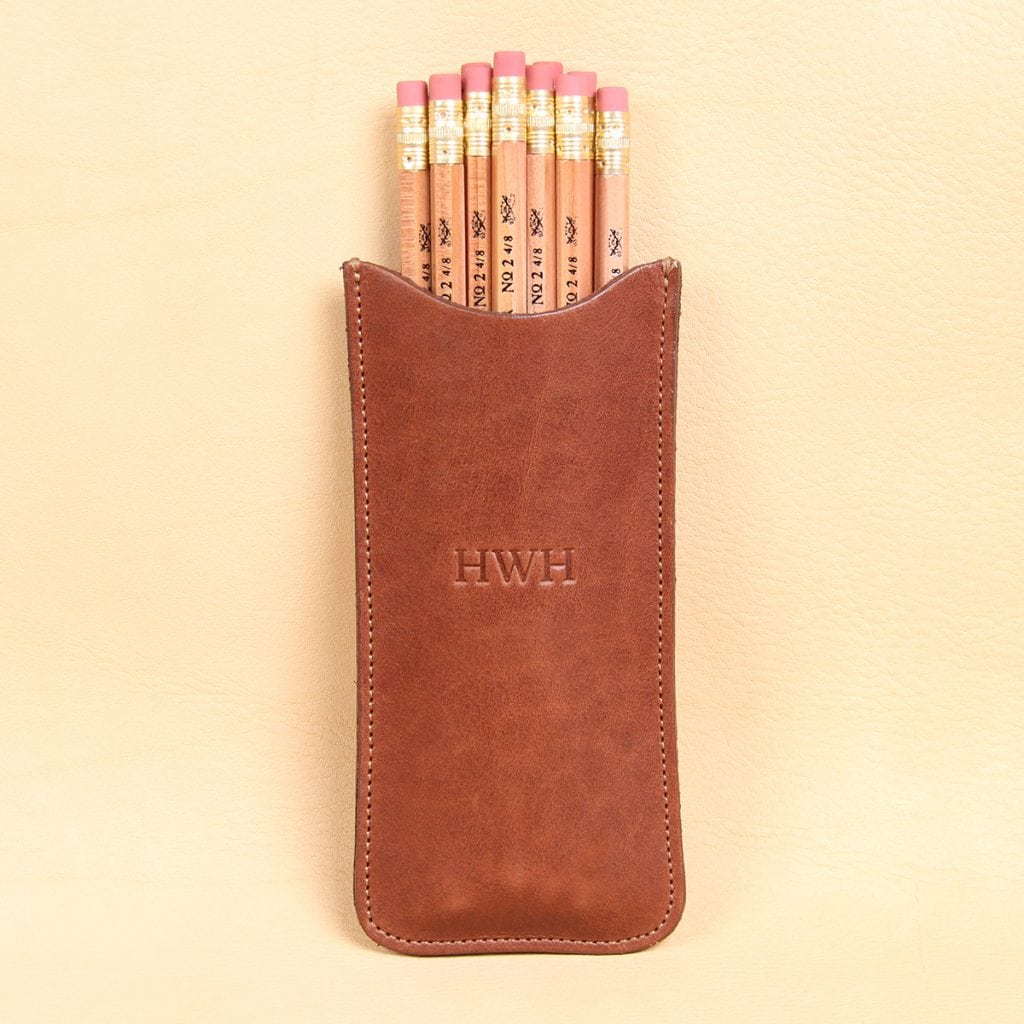 Leather Pencil Case w/ No. 2 Lead Pencils USA Made Col. Littleton