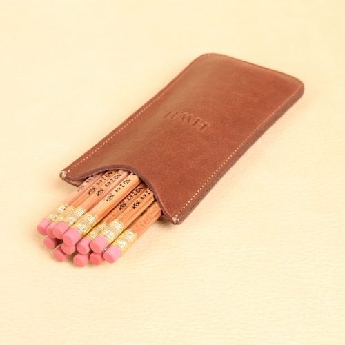 leather pencil case with 12 pencils