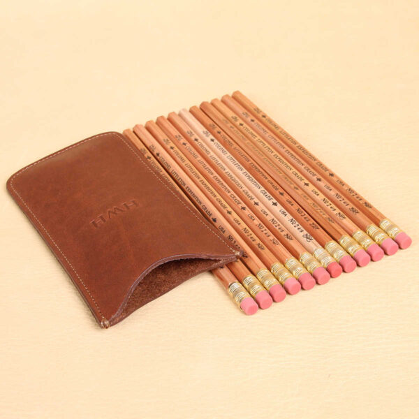 leather pencil case with 12 pencils
