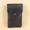 Black leather holster phone case for iPhone XR XS front flap closed