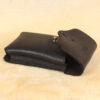 Black leather holster phone case for iPhone XR XS side with flap open