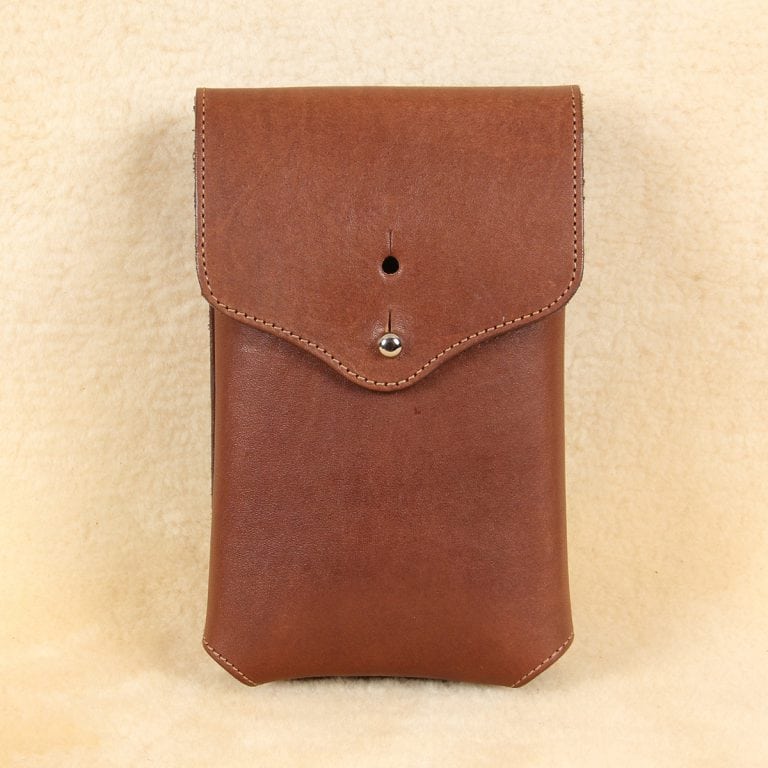 Brown leather holster phone case for iPhone XR XS front flap closed