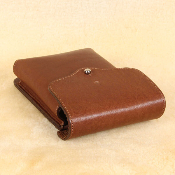 Brown leather holster phone case for iPhone XR XS top flap closed