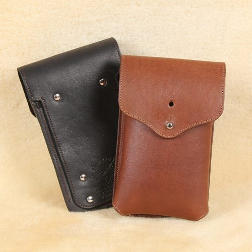 Black and brown leather holster phone case for iPhone XR XS