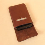no60 vintage brown large leather phone holster with nickel closure
