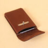 no60 vintage brown large leather phone holster with nickel closure