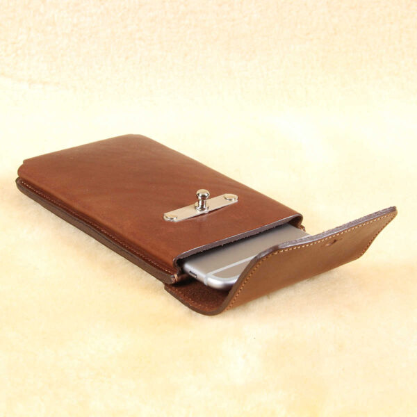 no60 vintage brown large leather phone holster
