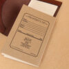Pocket journal brown leather register notebook back owner information box.