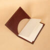 Pocket Journal brown leather open register notebook leather pocket.