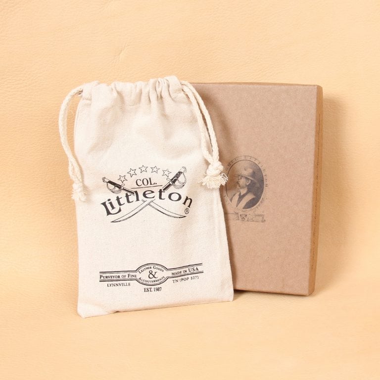 Pocket Journal gift packaging with cloth bag and brown box.
