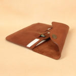 no11 vintage brown leather composition pocket with flap folded over