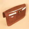 no11 vintage brown leather composition pocket with accessories inside of opening