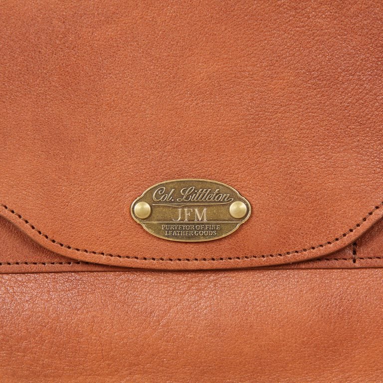 no11 vintage brown leather composition pocket with personalized plate