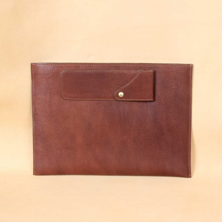 no8 vintage brown leather pocket with pencil case holder