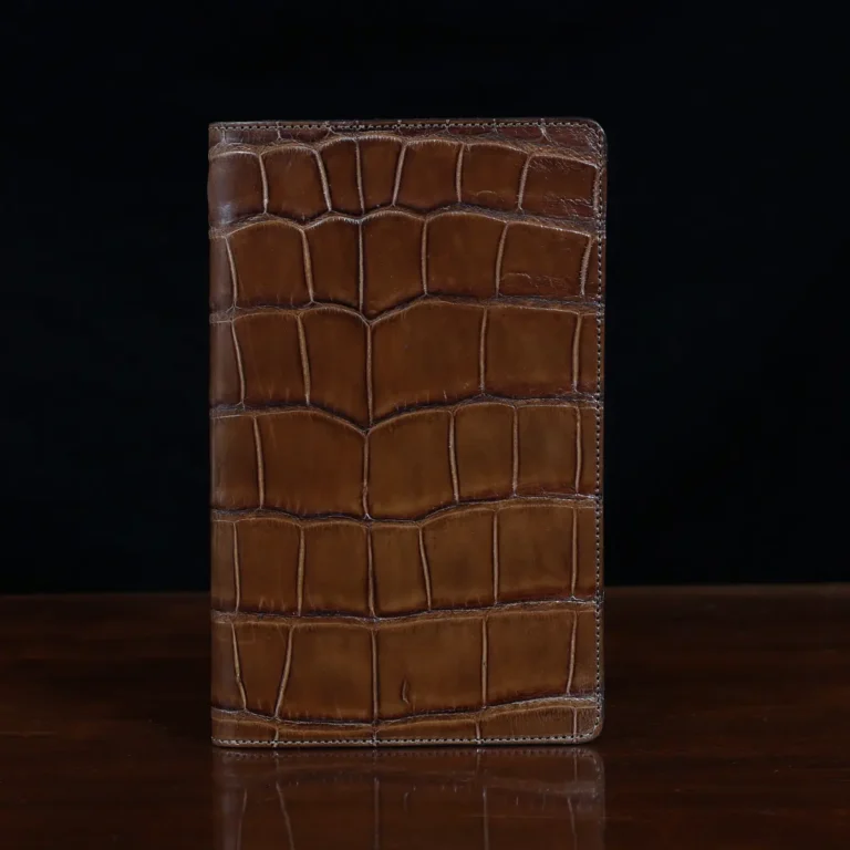 No. 28 Pocket Journal in Vintage Brown American Alligator - ID 001 - front view