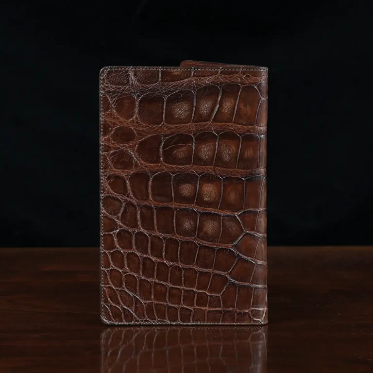 No. 28 Pocket Journal in Vintage Brown American Alligator - ID 002 - back view