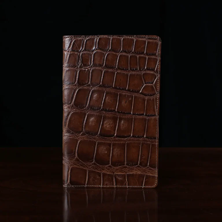 No. 28 Pocket Journal in Vintage Brown American Alligator - ID 002 - front view