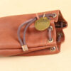 no2 medium leather vintage brown possibles drawstring bag with personalized brass tag