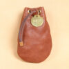 no1 small vintage brown leather possibles drawstring bag with personalized brass tag