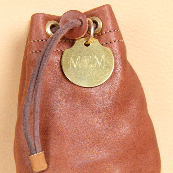 no1 small vintage brown leather possibles drawstring bag