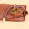 no1 small vintage brown leather possibles drawstring bag
