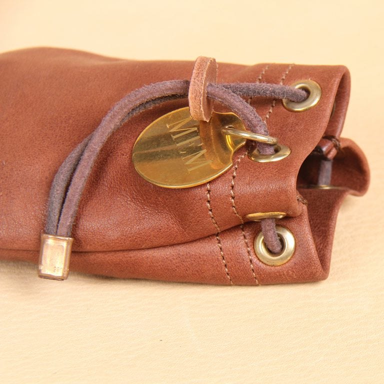 no1 small vintage brown leather possibles drawstring bag