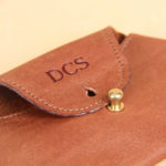 no1 leather vintage brown pouch with brass stud fastener