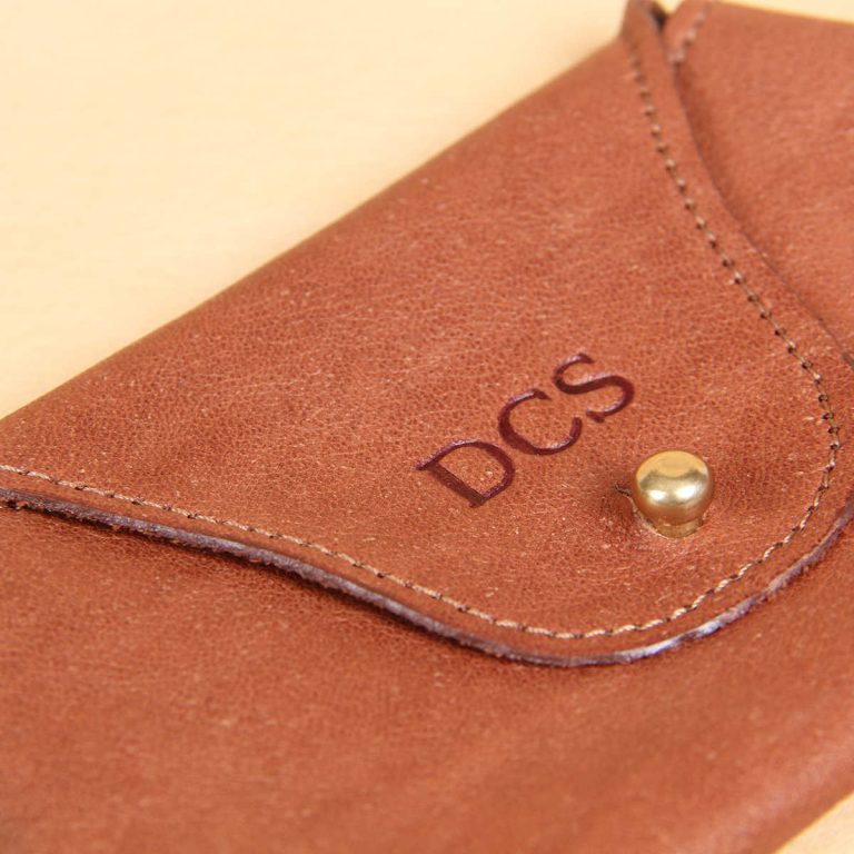 no1 leather vintage brown pouch with stud closure