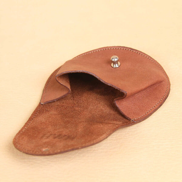 no 10 vintage brown leather pouch with flap open