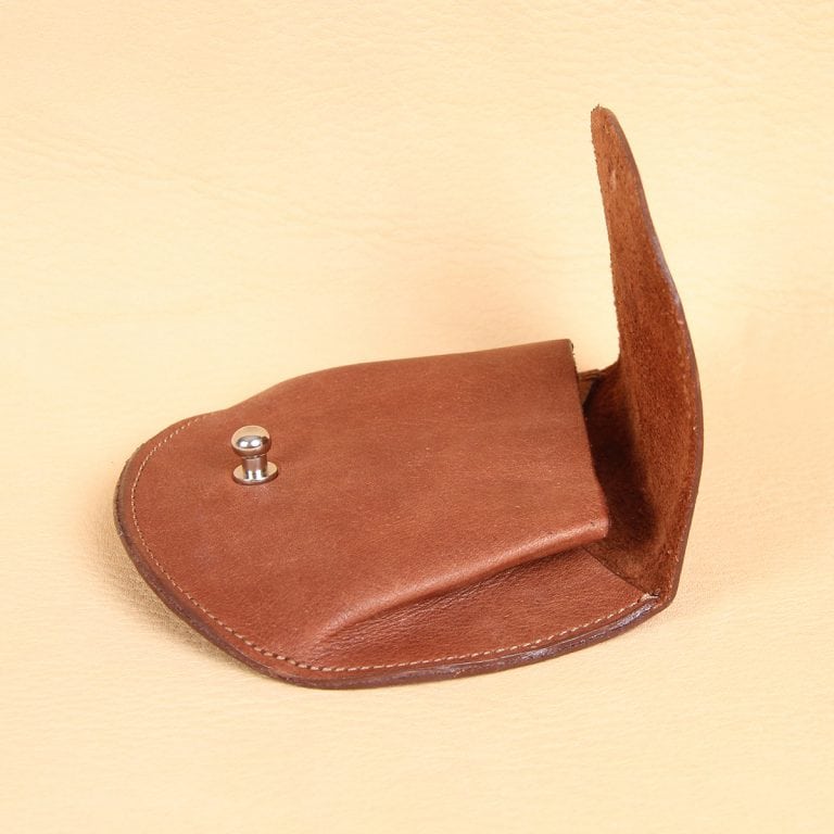 no 10 vintage brown leather pouch with flap open